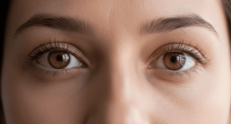 Nahaufnahme der braunen Augen einer Frau